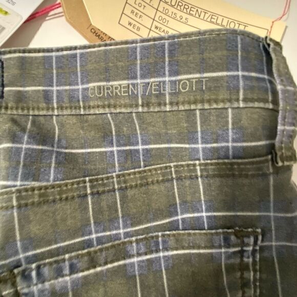 Current/Elliott The Soho Zip Stiletto Pencil  Plaid Skirt Size 26/0 Muted Olive - Picture 4 of 13